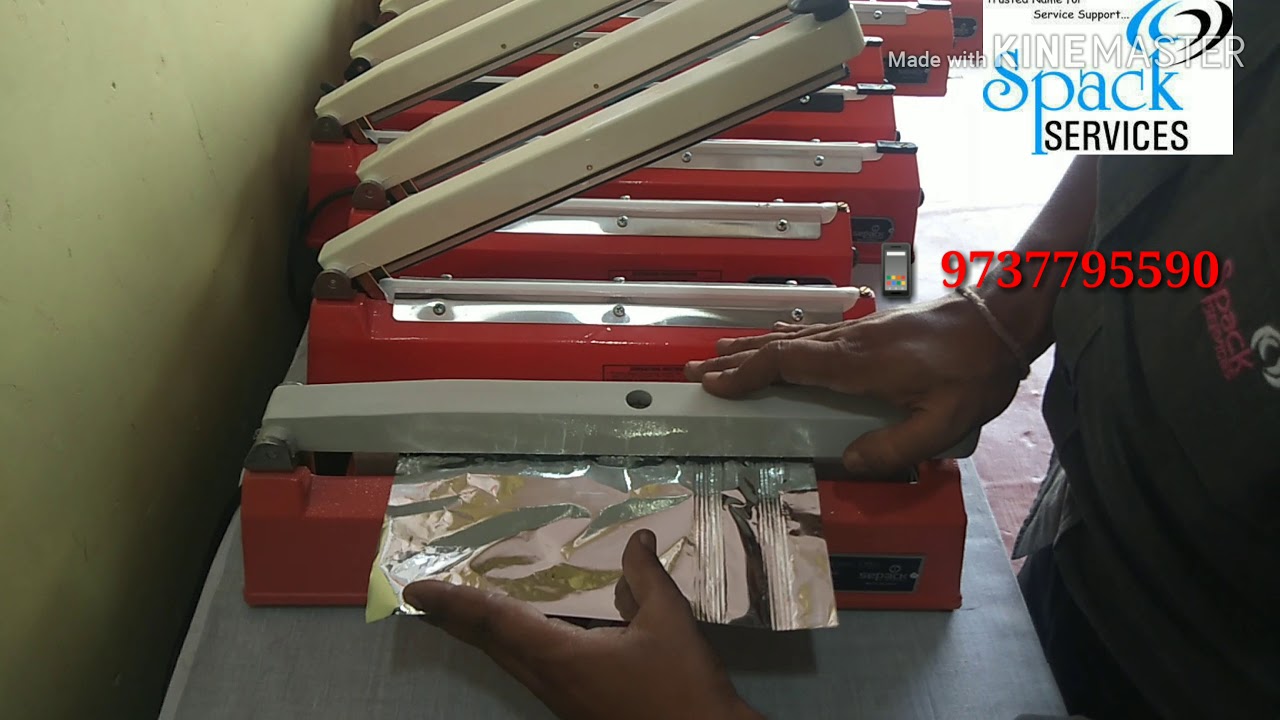 4-line hand-operated sealer for hot bar sealing.