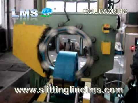 Coil packing machine for LMS slit coils, optimized for efficiency and compact design.