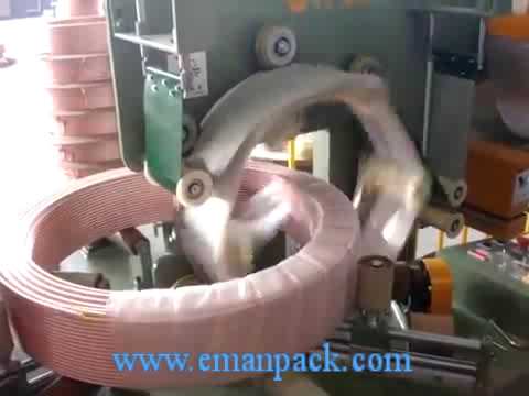 Coil wrapping machine that uses bubble film for copper rolls, optimized for efficiency.