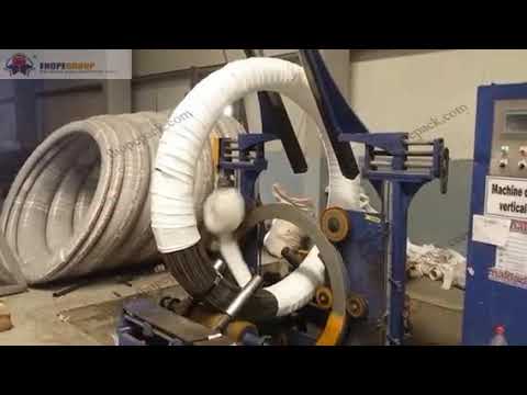 “Compact packing machine for steel wire coils with prestressed features”