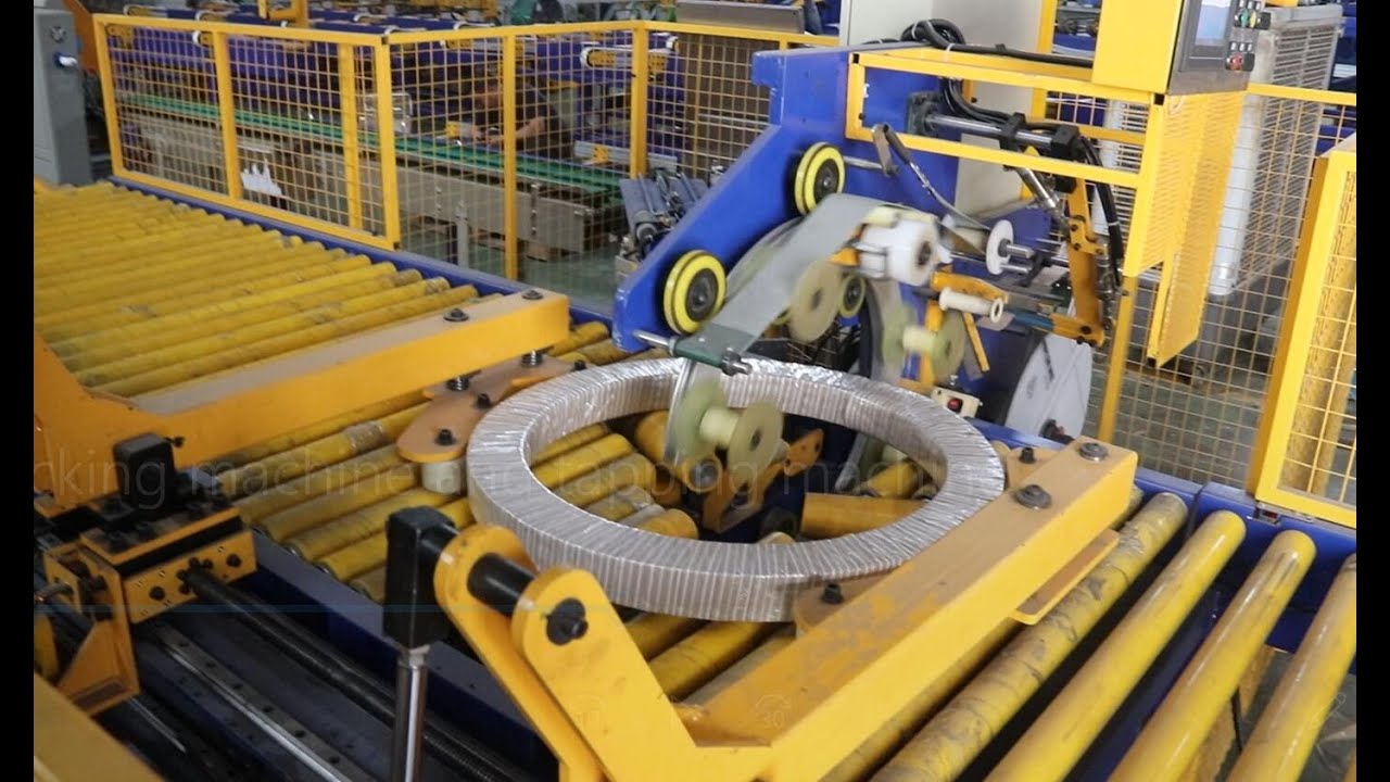 Compact steel coil packing and tapping machines for small coils, designed for optimal efficiency. Compact steel coil packing and tapping machines for small coils, designed for optimal efficiency.