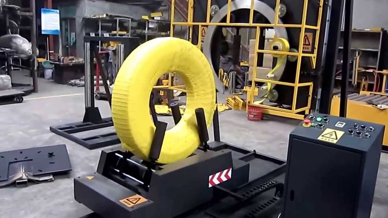 “Compact steel coil wrapping machine for efficient packaging.”