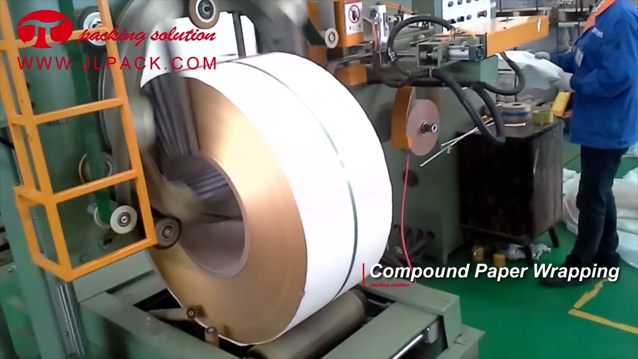Copper coil packaging machine with vertical reciprocation for efficient and reliable packaging.