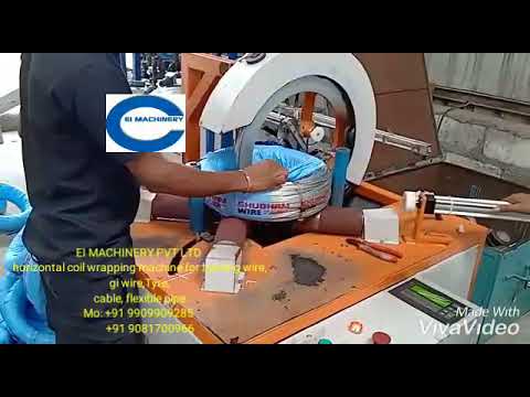 Improved machine for wrapping coils of wire for binding, tires, and pipes with less than 35 words.