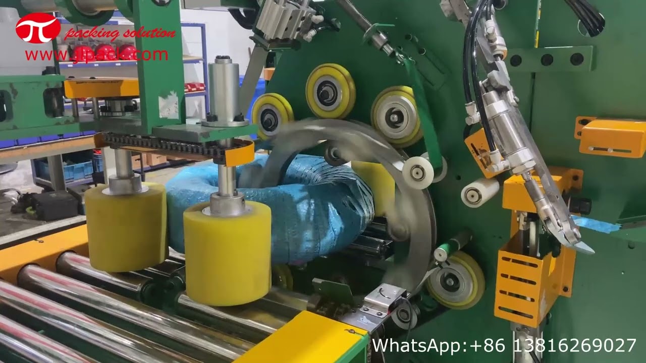 Machine for wrapping horizontal pipe coils to improve efficiency.
