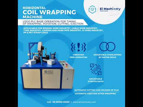 Optimized Coil Wrapping Machine for Binding Wire Coils in Horizontal Orientation.