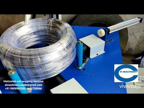Optimized machine for horizontally wrapping Gi wire coils. Optimized machine for horizontally wrapping Gi wire coils.