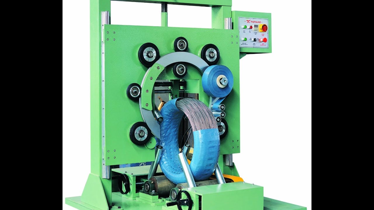 Steel wire coil packaging machine designed for automatic packing, optimizing efficiency and reducing labor costs. Steel wire coil packaging machine designed for automatic packing, optimizing efficiency and reducing labor costs.