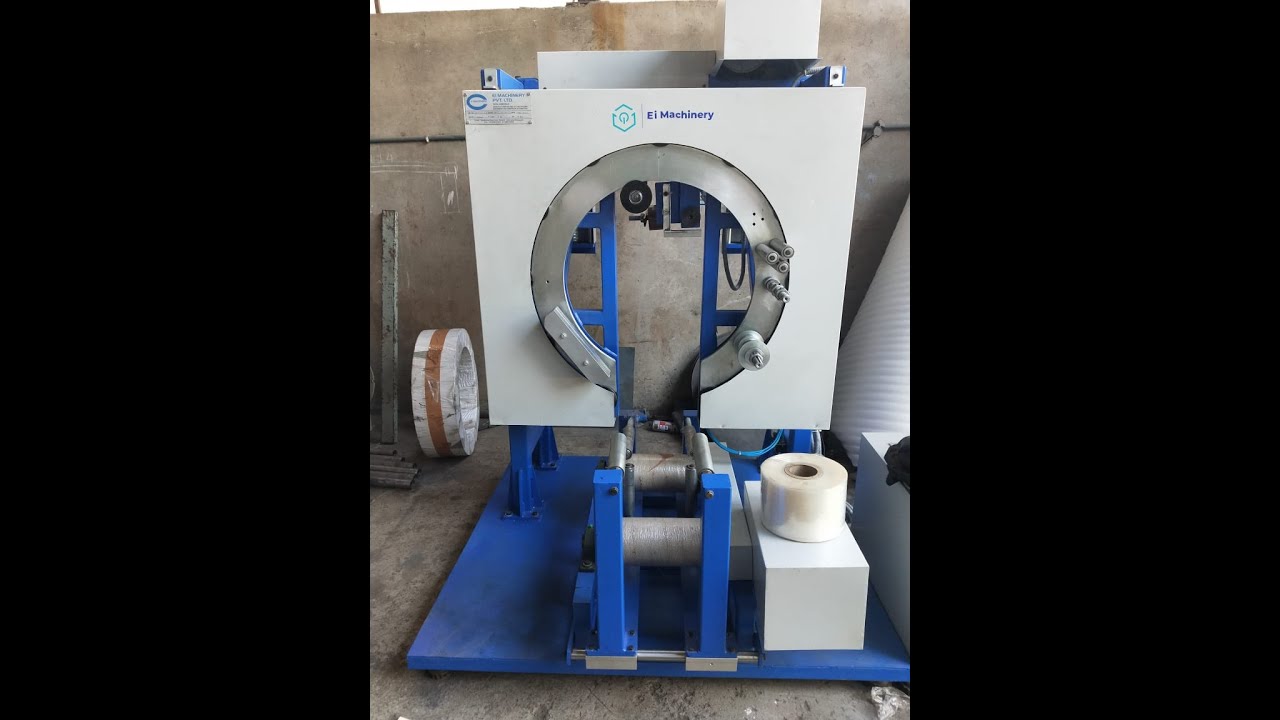 Vertical coil wrapping machine for copper strips, equipped with a ring up-down system. Suitable for pancake and brass coils. Optimized for efficiency. Vertical coil wrapping machine for copper strips, equipped with a ring up-down system. Suitable for pancake and brass coils. Optimized for efficiency.