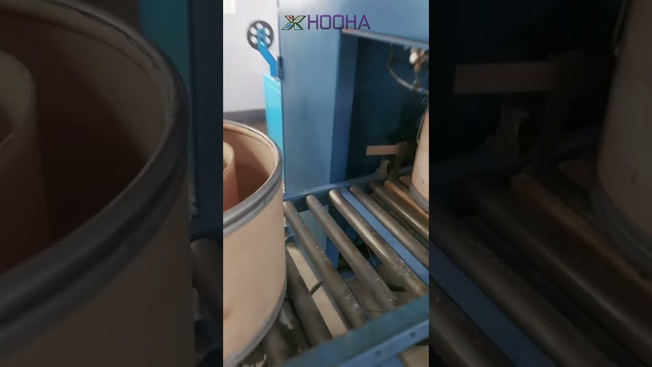 Compact Packaging Machine for Barrels and Carton Boxes, Streamlined for Efficiency.