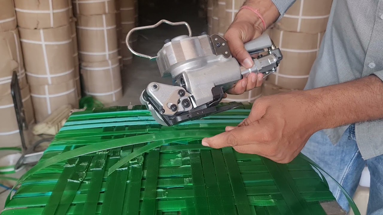 “Innovative Pneumatic Strapping Machine Revolutionizes Packaging with Pet Strap”