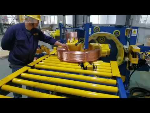 Optimized copper tube coil packaging and tapping machine for efficient automation.