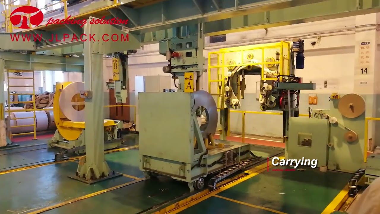 CE Certified Steel Coil Wrapping Line with Stacking and Unloading