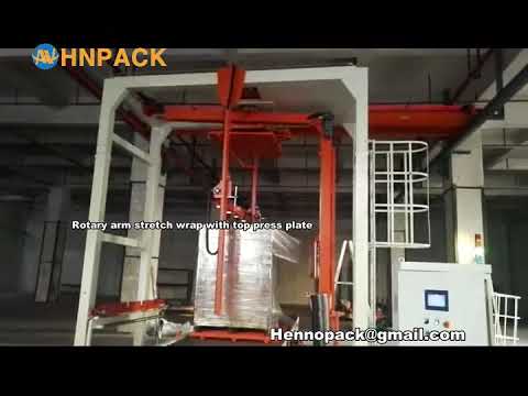 In-line Rotary Arm Pallet Wrapper with Top Press Plate