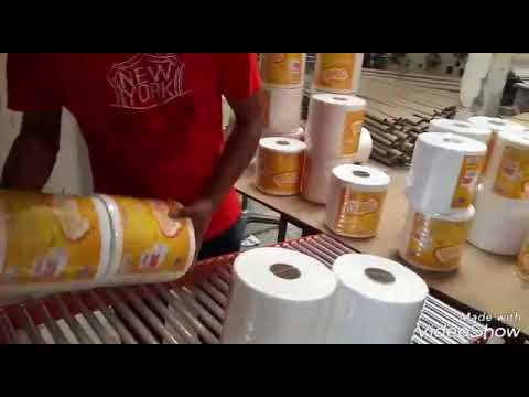 Maxi Roll Toilet Paper Packaging Machine with Automatic Labeling Maxi Roll Toilet Paper Packaging Machine with Automatic Labeling