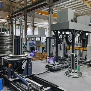 Fully Automatic Wire Coil Packaging Line for Rod & Slit Coils | Siao Fully Automatic Wire Coil Packaging Line for Rod & Slit Coils | Siao